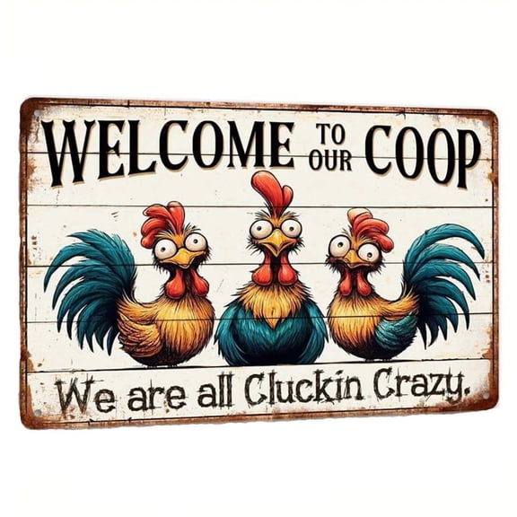 Vintage Chicken Coop Metal Tin Sign for Outdoor,Funny Farm Tin Sign Vintage Wall Decor Chicken Accessories Garden Yard Art Gifts for Chicken Lovers 7.87x11.8 Inch
