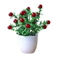 thumbnail image 2 of Dongrere Artificial Potted Plants with White Plastic Pot Fake Bush Greenery Faux Flower Arrangement Decorative for Home Bedroom Office Desk, B, 2 of 6