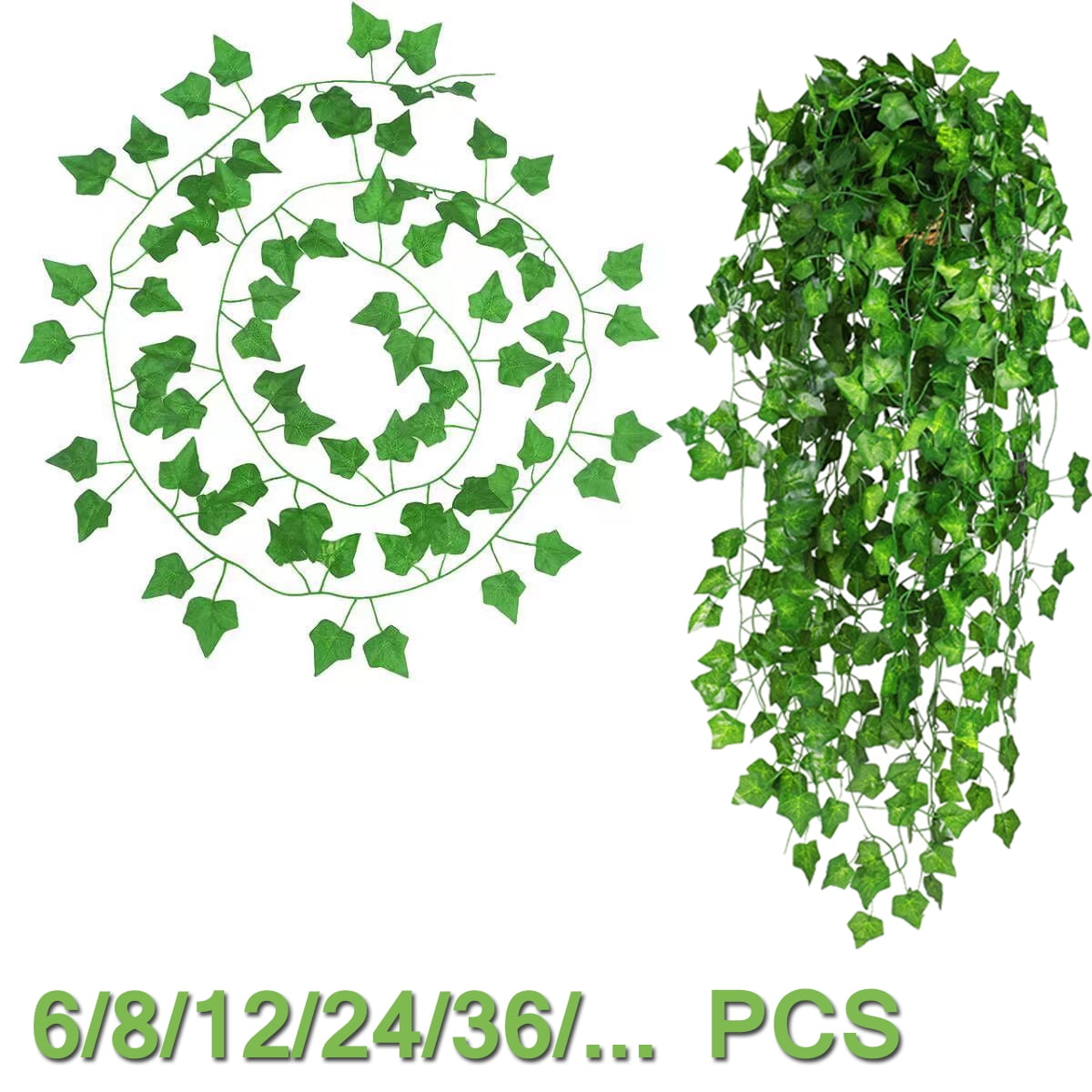 Fake Ivy Garlands Leaves Artificial Vines Faux Green Hanging Plants for ...
