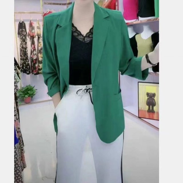Internet Celebrity Explosion Chiffon Double-Layer Sun Protection Clothing plus size Summer Middle-aged Female Mother 9-Sleeve Small Suit Thin Jacket