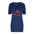 thumbnail image 4 of Birdeem Mode Décontractée pour Femmes Blouses à Manches Courtes Imprimées Col en V T-Shirts Hauts, 4 of 12