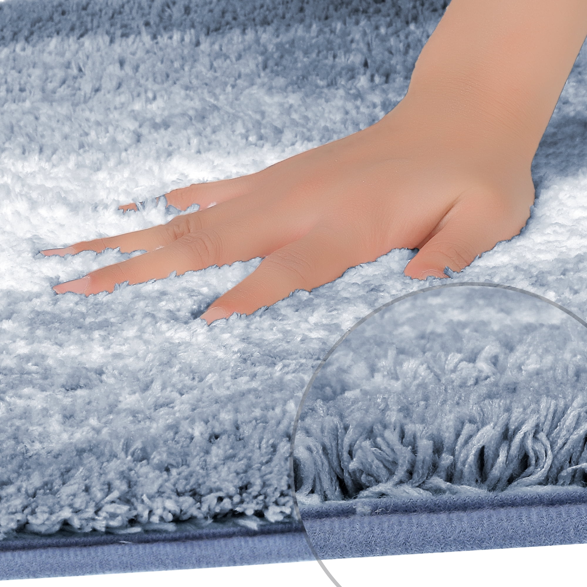 Unique Bargains Absorbent Bath Rug Non-Slip Plush Shaggy Bath Carpet Bath Mats Blue Geometry Rectangle 20" x 32"