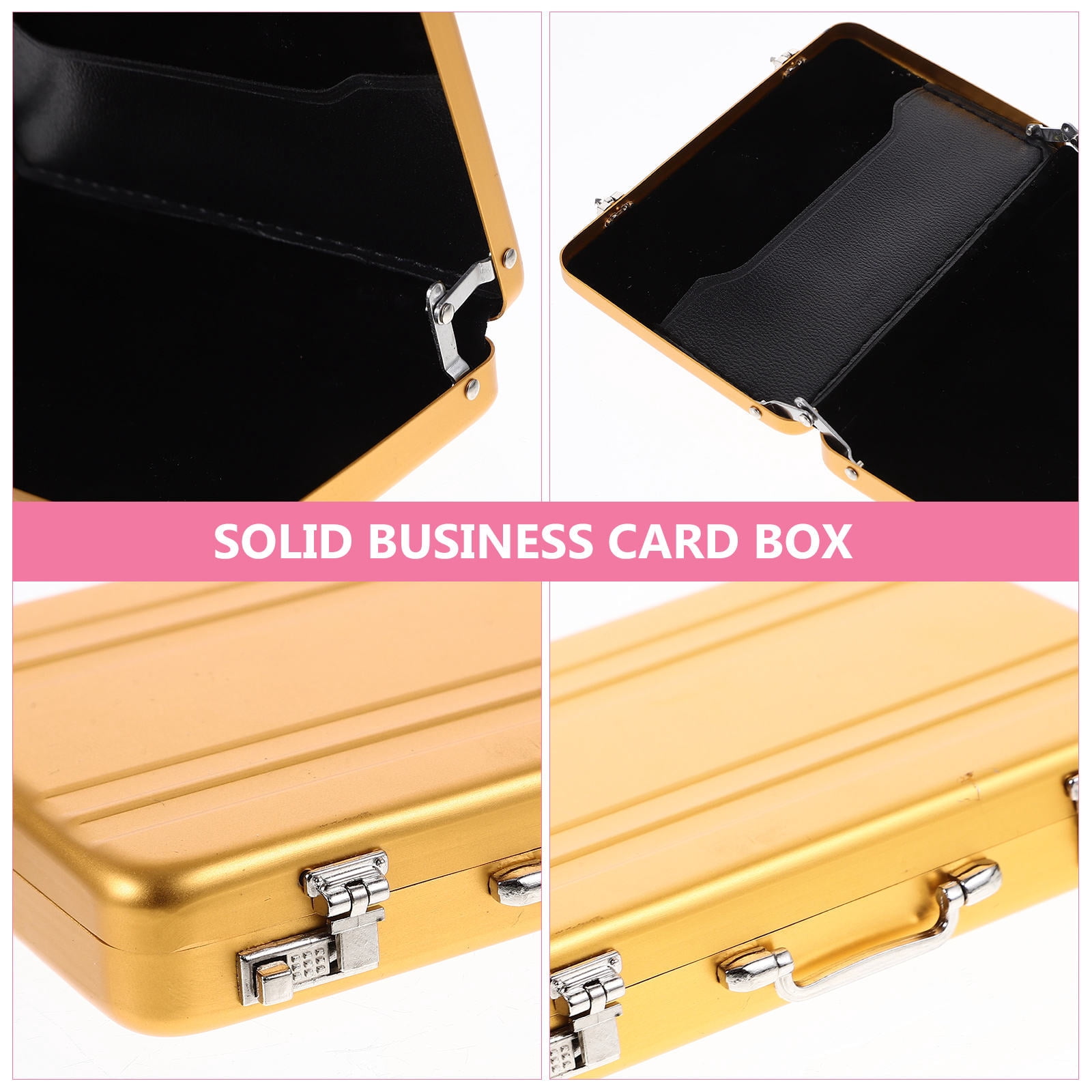 HOMEMAXS 5pcs Mini Briefcase Metal Card Case Index Card Container Flash Card Organizer Business Holder Case
