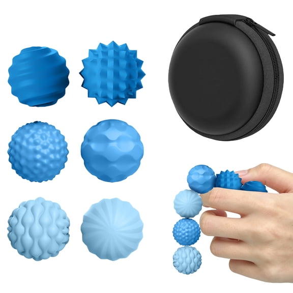 6PCS Silicone Magnetic Balls Fidget Toys for Adults Teens, Stress Relief Sensory Toy for Autism ADHD Anxiety, Office Desk Fun Textures Gadgets, Stocking Stuffers Gift for Women Men,Blue