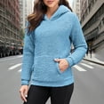thumbnail image 5 of safuny Women Fuzzy Fleece Hoodie Fashion Casual Warm Sweatshirts Long Sleeve Solid Color Winter Hooded Blue _u S, 5 of 9