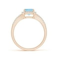 thumbnail image 2 of ANGARA Natural Emerald-Cut 1.35 ct Aquamarine Split Shank Halo Ring in 14K Rose Gold for Women (Size-8x6mm) | March Birthstone, Birthday, Anniversary, Jewelry Gift for Women | Natural Aquamarine Ring, 2 of 9
