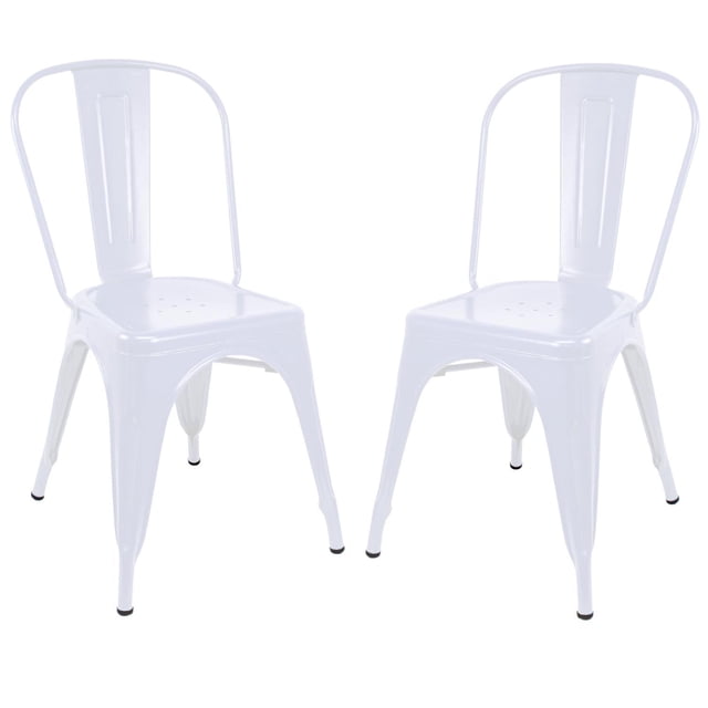 Set De 2 Sillas Tolix Metálicas Vintage Para Comedor Restaurante Exterior Interior blanco