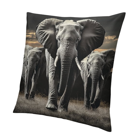 Patifu Elephant Throw Pillow Cover,African Wildlife Pillow Cover,Black and White Cushion Cover,Wild Animals Decorative Pillow Cover,Animal Theme Decorative Accent Pillow Case 12x12in