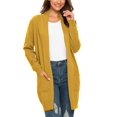 thumbnail image 5 of Aiyino Women Solid Sweater Open Front Long Sleeve Knit Cardigan Casual Sweaters with Pockets,Yellow S, 5 of 6