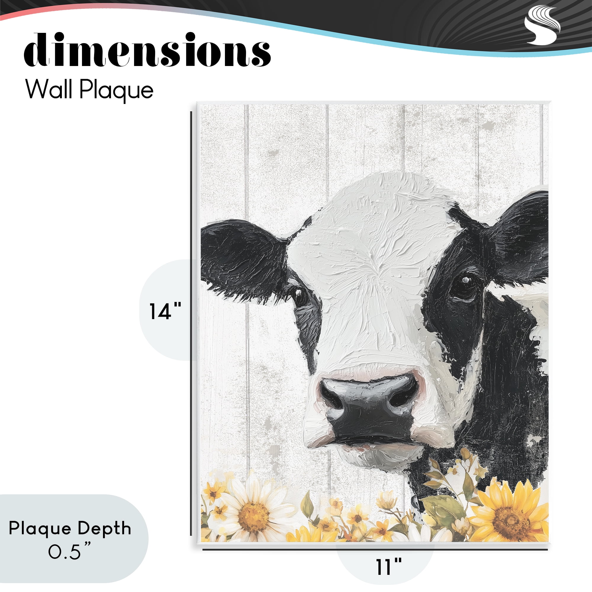 Stupell Industries Cow and Sunflowers Wall Plaque Art, design by Christine Simpson Art