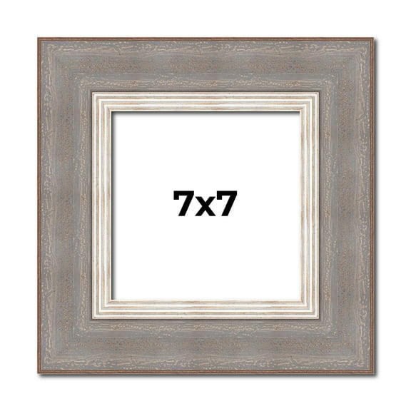 7x7 Frame Grey Real Wood Picture Frame Width 2.75 Inches | Interior Frame Depth 0.5 Inches | Linus