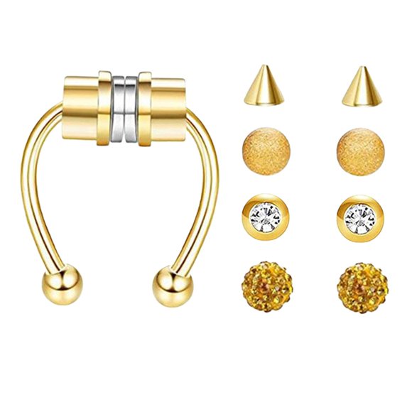 Anillo Piercing falso magnético punk Regalos para hombres Mujeres Oro Zulema Anillo de nariz falso