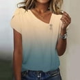 thumbnail image 4 of Womens Short Sleeve Slant Neck Trendy Loose Top with Artistic Color Gradient Drip Print, 4 of 6