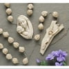 65" Carved Alabasterite Mother With Child Wall Rosary