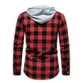 thumbnail image 4 of AnuYalue Men's Flannel Hoodie Shirts Casual Plaid Button Down Pullover Long Sleeve Stylish Hooded Sweatshirt with Pocket, 4 of 7
