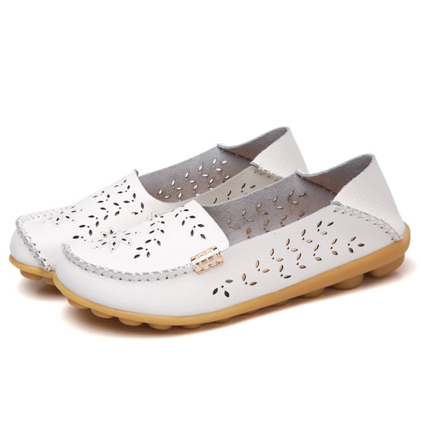 Zapatos de barco para caminar para mujer zapatos de cuero cómodos transpirables para viajes al aire libre
