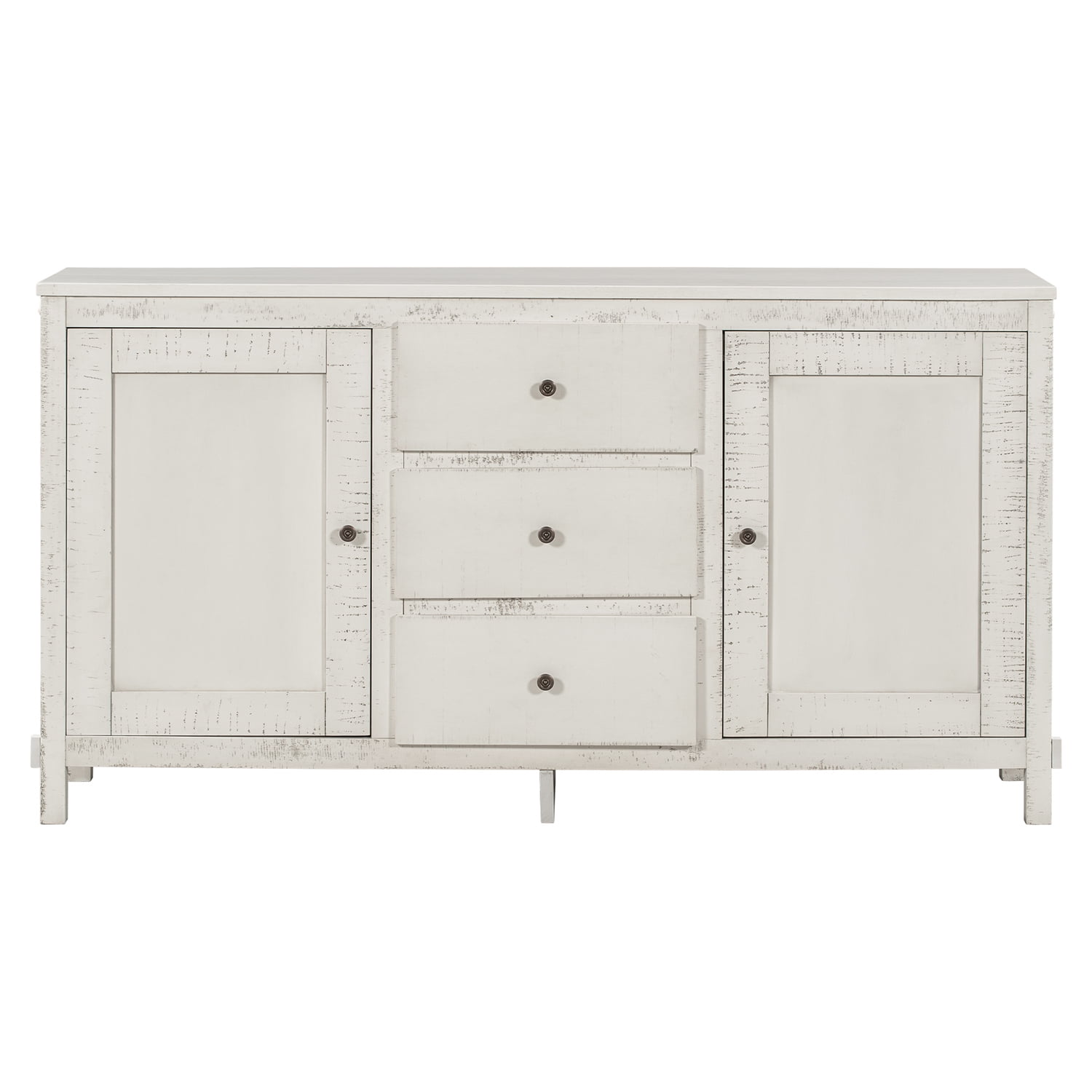Kadyn Kitchen Storage Cabinet, Modern Solid Wood Buffet Cabinet with 2 Storage Cabinets and 3 Drawers, Wide Accent Cabinet for Living Room, Antique White Kadyn Kitchen Storage Cabinet, Modern Solid Wood Buffet Cabinet with 2 Storage Cabinets and 3 Drawers, Wide Accent Cabinet for Living Room, Antique White