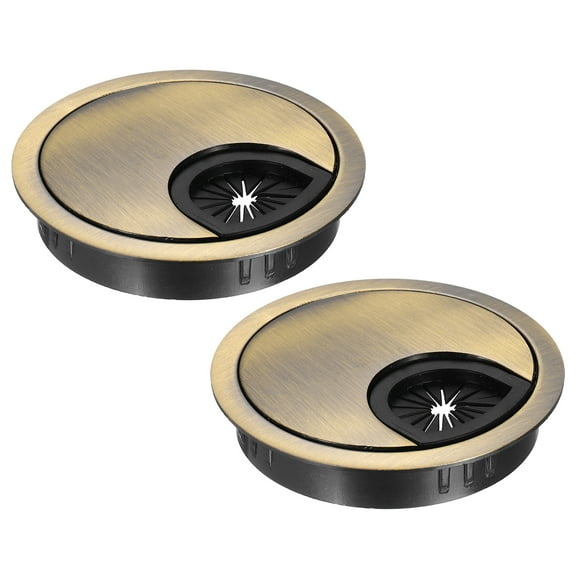 2 Pcs Desk Grommet 2.4 Inch,Zinc Alloy Round Desk Hole Cover,60mm,Light Bronze