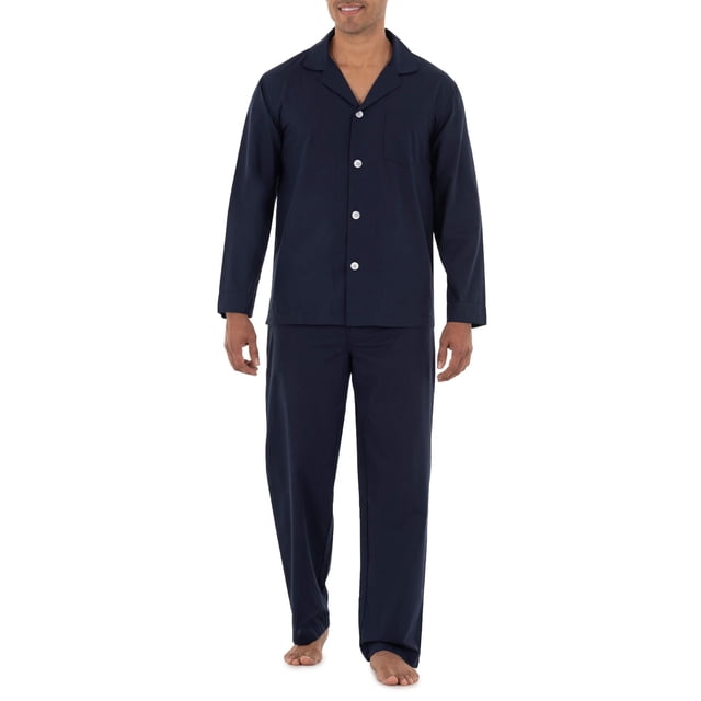 Fruit of The Loom - Conjunto de Pijama de Manga Larga para Hombre, Marino, Large