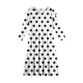 thumbnail image 5 of Abcomgle Girls Long Dresses Size 14-16 Casual A-Line Ruffle Long Sleeve Girls Long Dresses Polka Dot Crew Neck Sundresses Tiered Boho Dresses with Pockets,White, 5 of 5