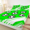 thumbnail image 5 of Manfei Football Sport Bed Sheets, Geometric Stripe Full Size Sheets, Vivid Green White 4 Pieces(1 Flat Sheet, 1 Fitted Sheet and 2 Pillowcases), 5 of 6