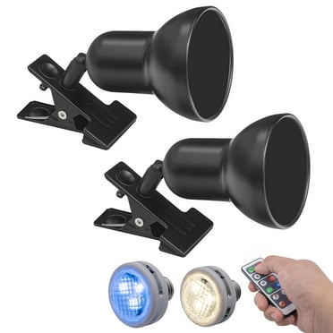 Kiven Battery Operated Clip on Spotlight with Remote, Set of 2 Dimmable Multi Purpose Uplight Accent Lamp Indoor,55 Lumens Warm White