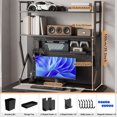 ORVELDIN Multi-Layer Pegboard Desk Shelf with Hooks and Storage Box, K ...