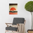 thumbnail image 2 of Kanagawa Waves At Sunset Linocut Modern Unframed Wall Art Print Poster Home Decor, 2 of 3