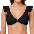 thumbnail image 6 of Women Ruffle V Neck Bikini Swimsuit High Cut Two Piece Bathing Suits, 6 of 7