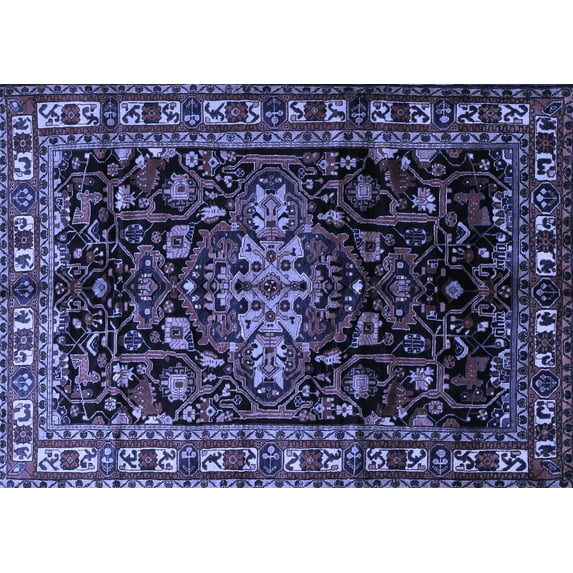 Ahgly Company Machine Washable Indoor Rectangle Persian Blue Traditional Area Rugs, 3' x 5'