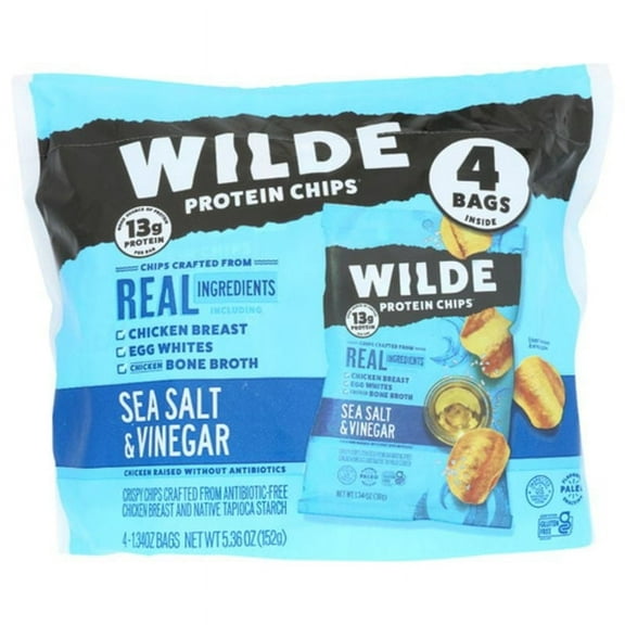 Wilde Sea Salt & Vinegar Chicken Protein Chips 4 ct