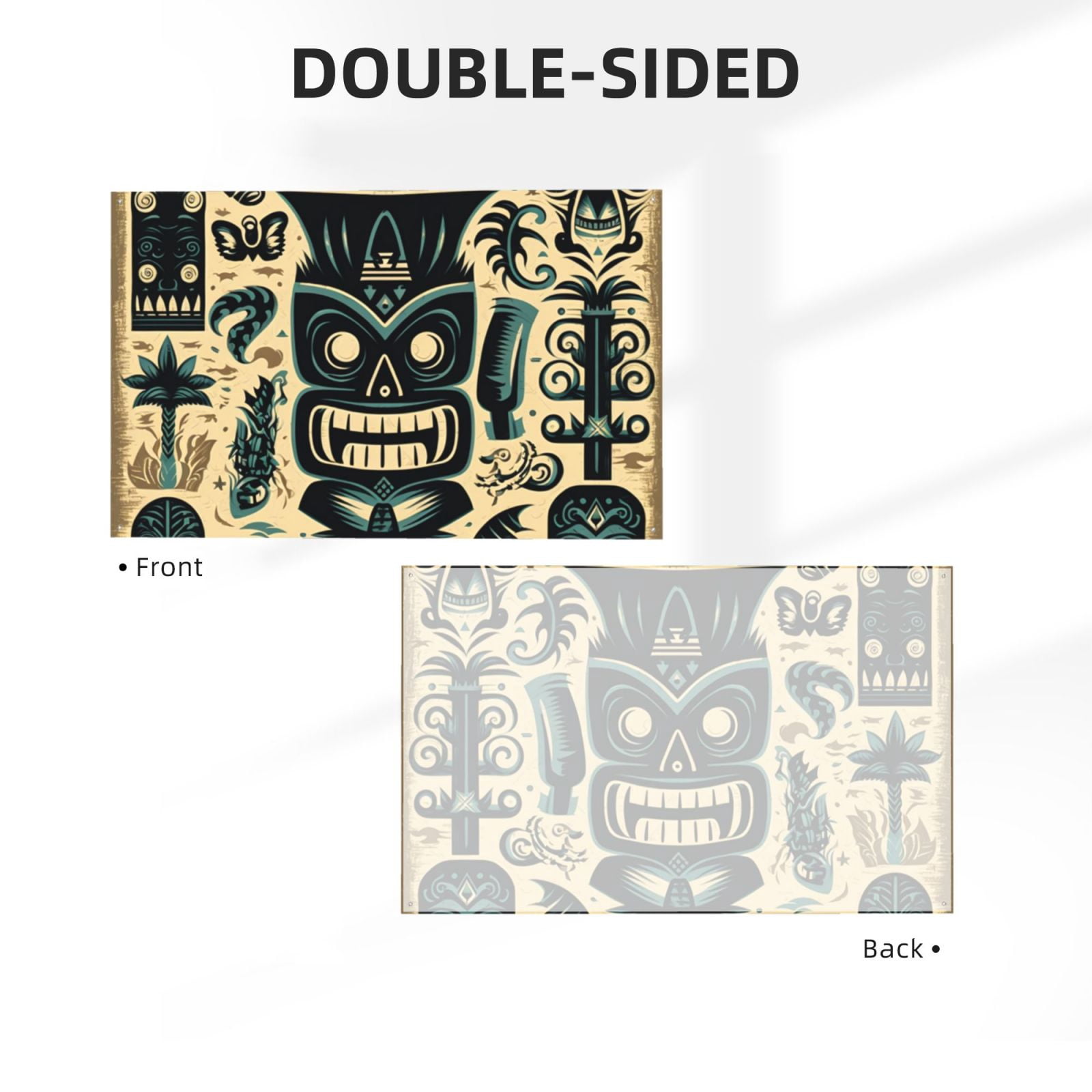Hawaiian Tiki Tribal Retro Four Hole Decorated Banner Flag for Garden Yard Home Decoration Indoor Outdoor 4x6 Ft