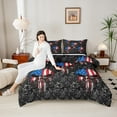 thumbnail image 4 of jejeloiu Spooky Gothic Skull Bedding Comforter Set,Retro Damask Flowers Twin Comforter Sets,American Flag Print Bedding Set For Men Women,Microfiber Bedroom Decor Reversible,2-Piece, 4 of 8