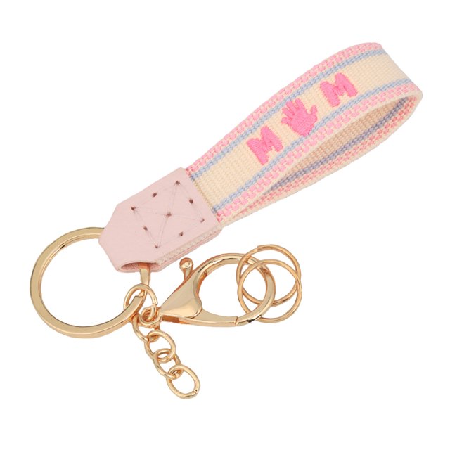 Fabric Keychain Mother's Day Gift Keychain Fabric Embroidery Keychain Handmade Crochet Leather Keychain Circular Keychain
