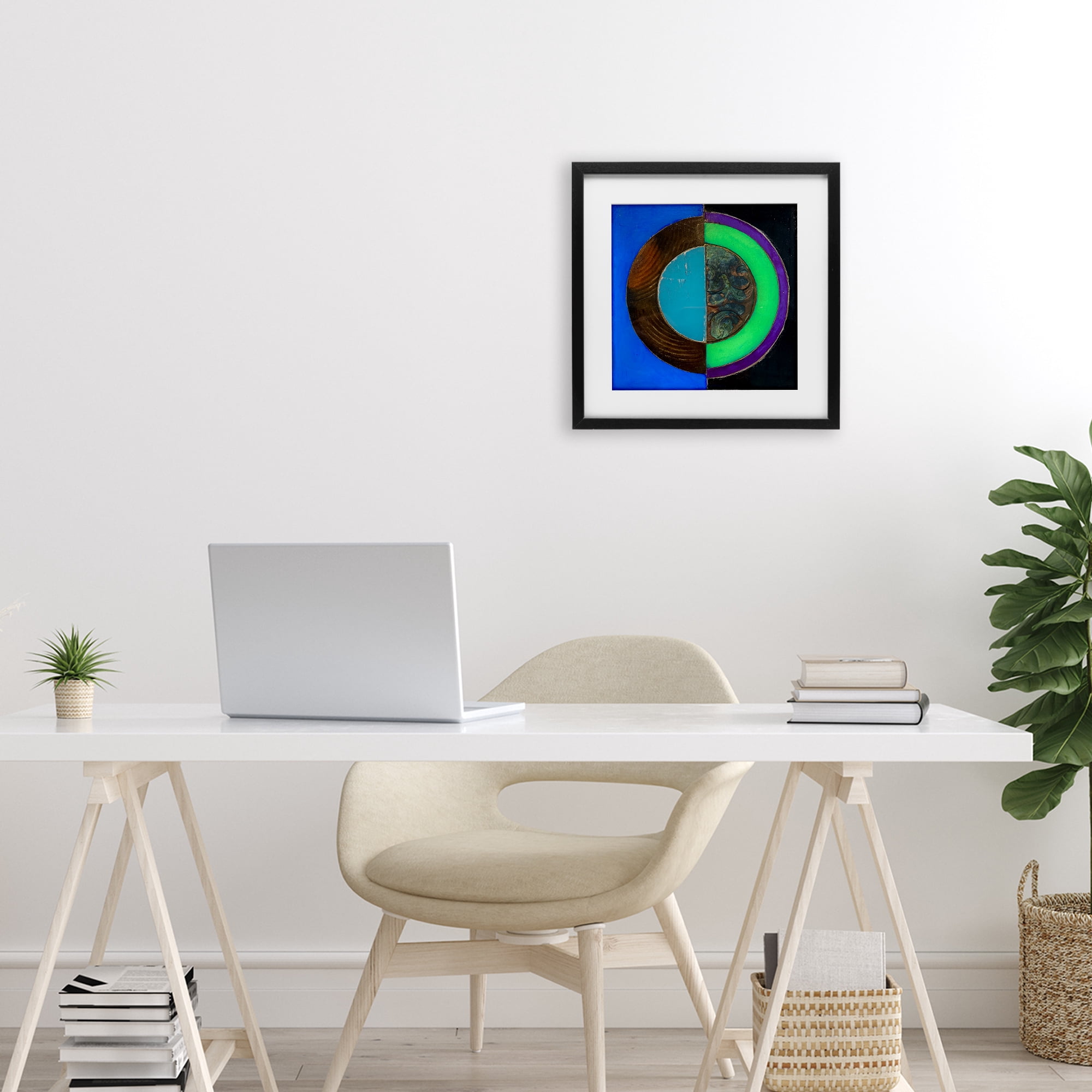 Stupell Industries Nocturnal Circle Symmetry Black Framed Print Under Glass, design by Matthew Finger