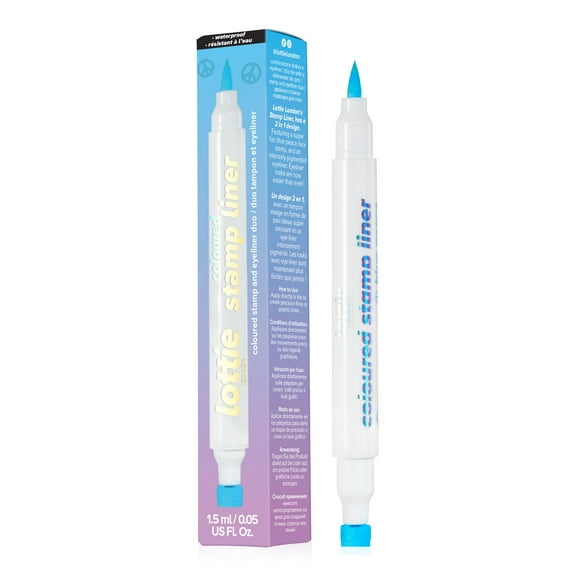 Lottie London Proud to Be Stamp Coloured Liner, Duo Coloured Stamp Eyeliner, Blue Peace, 1.3m