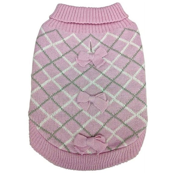 X-Small Fashion Pet Pretty in Plaid Dog Sweater Pink