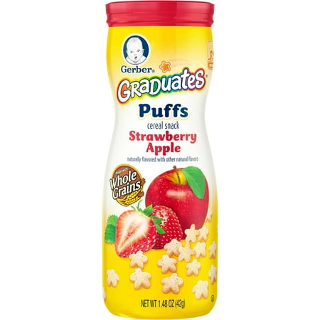 Gerber Graduates Puffs Cereal Snack, Strawberry Apple, Naturally