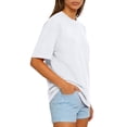 thumbnail image 3 of Women Crewneck Short Sleeve Loose Fit T Shirt Casual Basic Top Soft Cotton Classic Tee for Daily Wear White L, 3 of 4