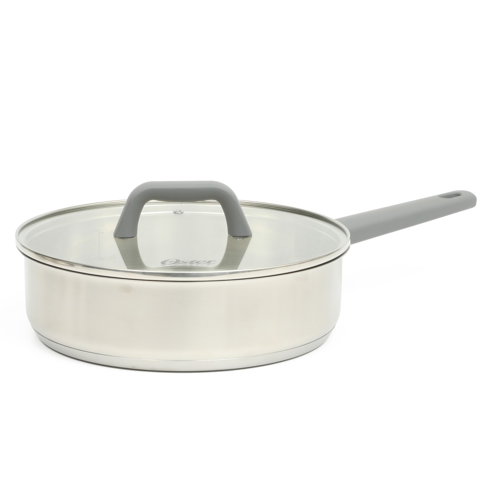 Oster Beauford 9 Piece Stainless Steel Non-Toxic Pots and Pans Cookware Set W/ Tri-Ply Encapsulated Bottom & Soft Touch Handles