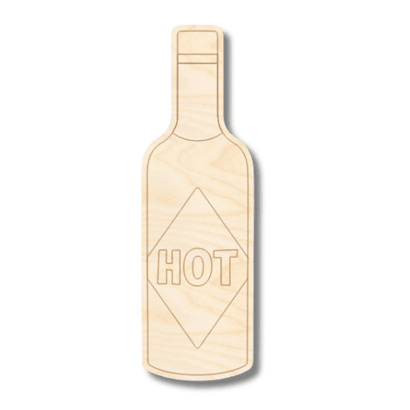 Unfinished Wood Etched Hot Sauce Shape | Paint By Line Crafts 20" / 1/4"