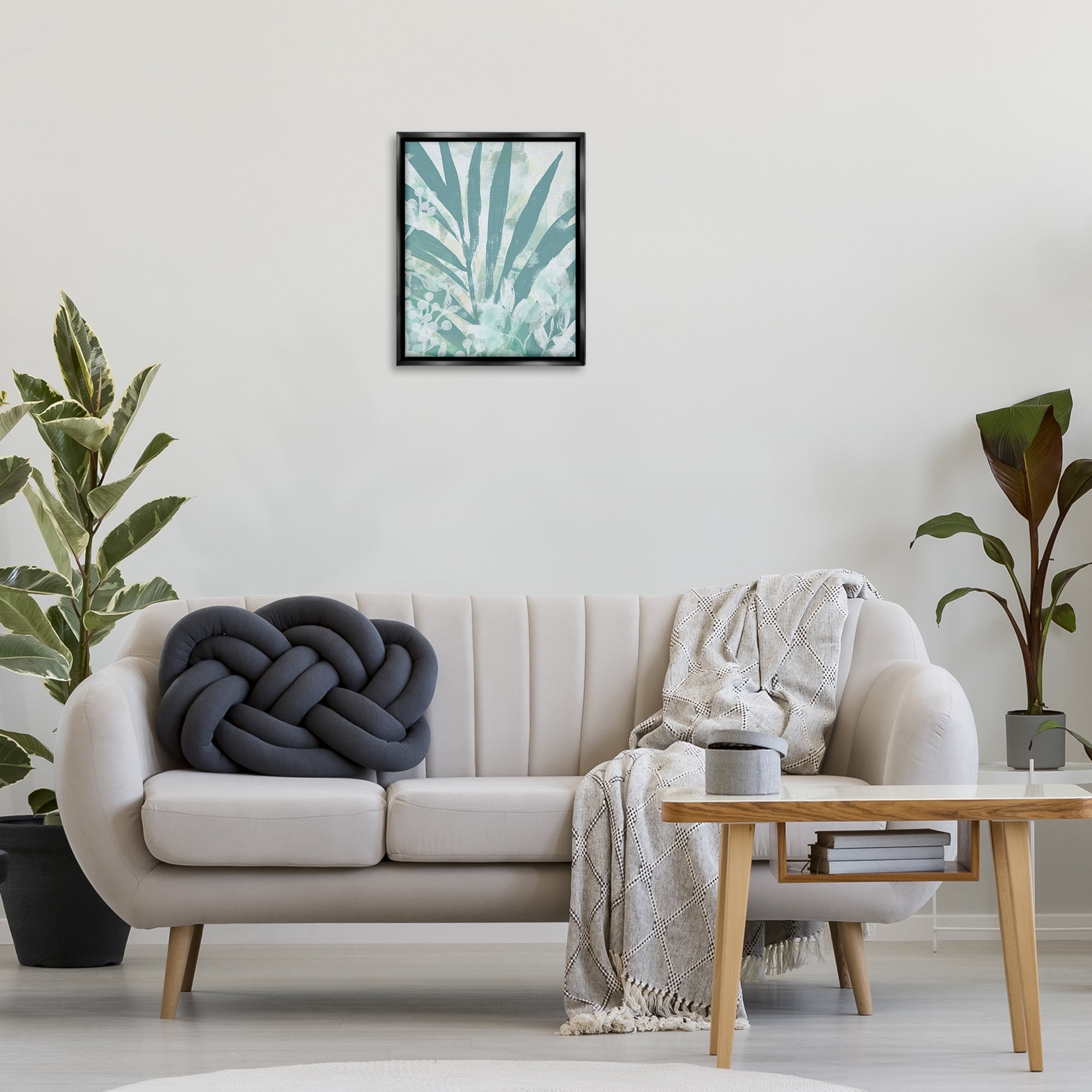 Stupell Industries Palm Frond Splatter Botanical & Floral Painting Black Floater Framed Art Print Wall Art, 17 x 21