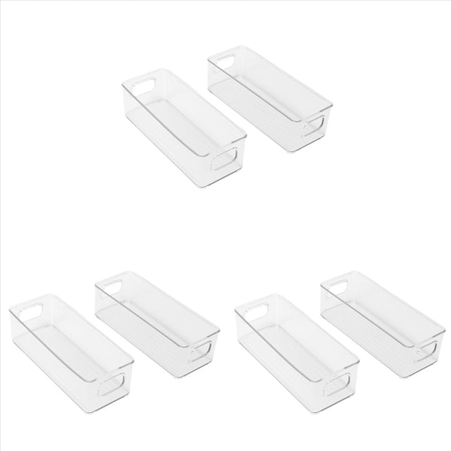 6 Piezas Contenedores Organizadores de Refrigerador, Estante de Almacenamiento de Alimentos de PláStico Transparente Apilable con Asas para Despensa, Cocina