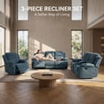 thumbnail image 5 of Lifestyle Furniture 3 Piece Modern Microfiber Reclining Living Room Set Blue, 5 of 8