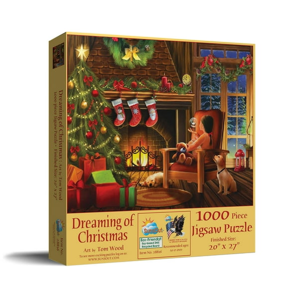 SUNSOUT INC - Dreaming of Christmas - 1000 pc Jigsaw Puzzle by Artist: Tom Wood - Finished Size 20" x 27" Christmas - MPN# 28816