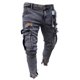 thumbnail image 1 of Jeans rasgados para hombres Primavera verano europea y americana Casual Slim Fit Peniques para hombres con cremallera, azul nostálgico, L, 1 of 2