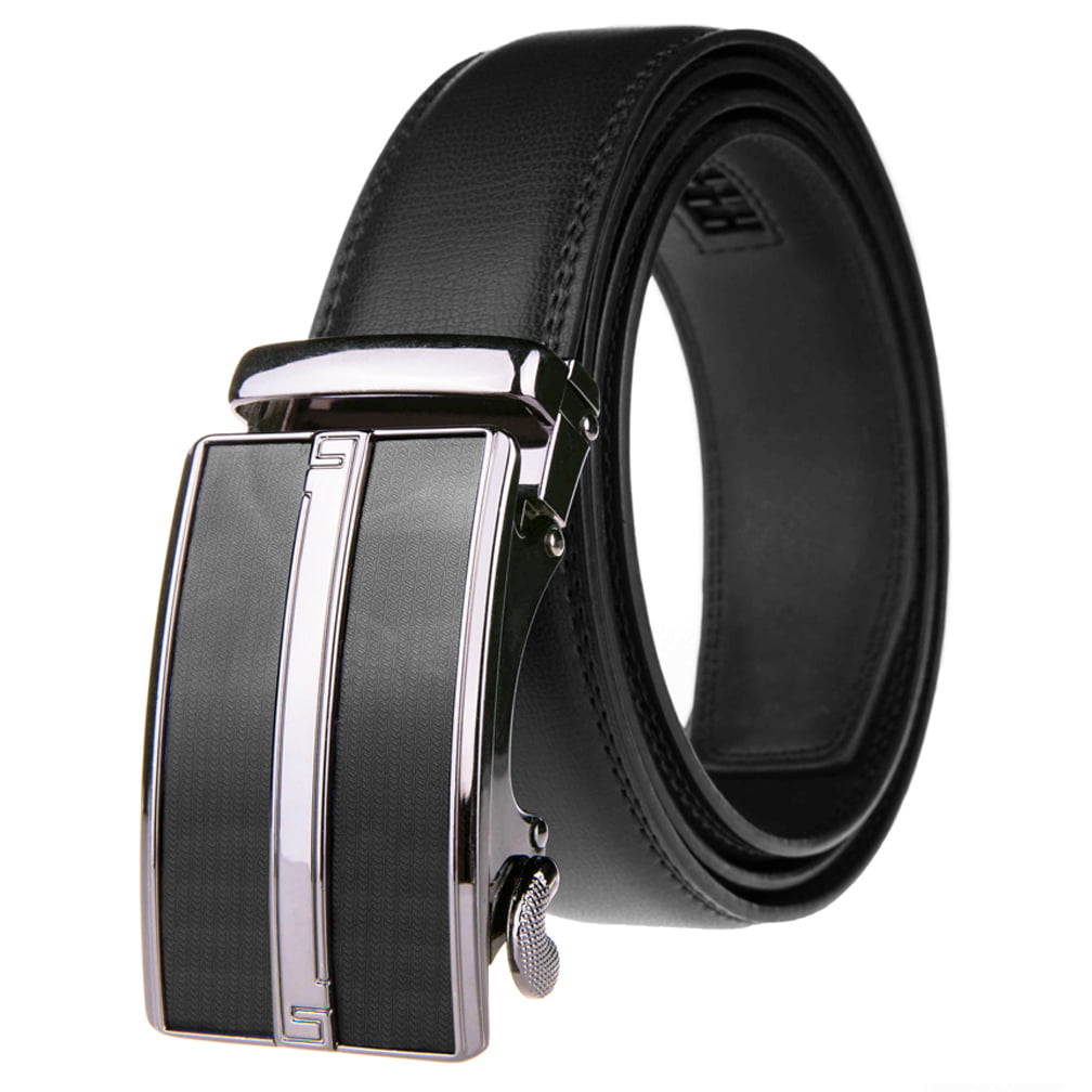 Men's Leather Automatic Buckle Ratchet Dress Belt - Walmart.com