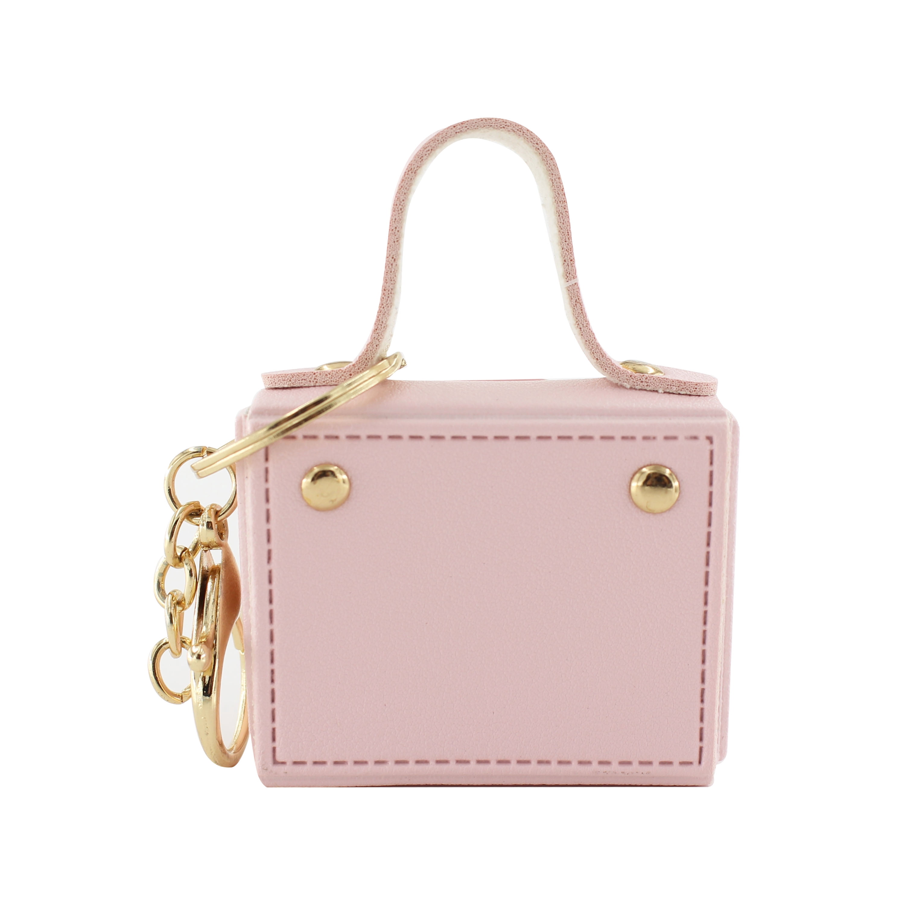 U Style Mini Purse Keychain, Faux Leather, Light Pink, 2.5" x 1" x 2"