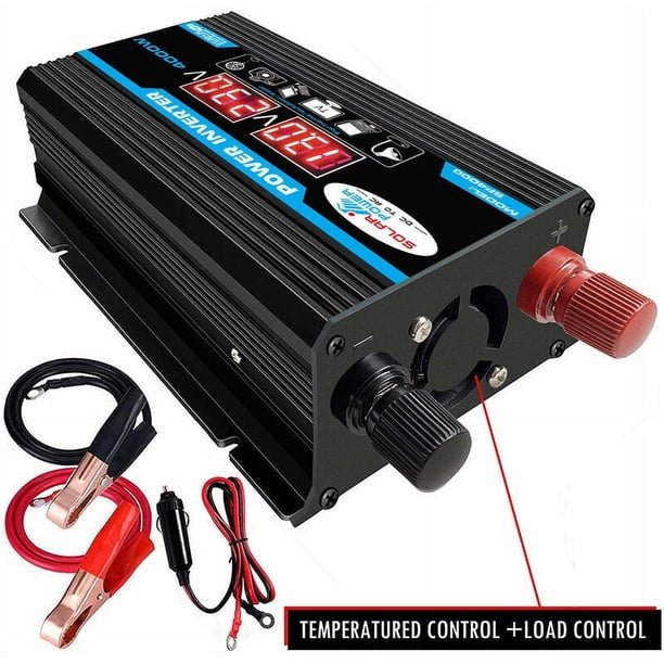 Inversor sinusoidal pura de 12 V, 220 V, transformador inversor de onda sinusoidal pura de 4000 W con control remoto y tomas de corriente CA duales para tomas de corriente de camiones, automóviles,