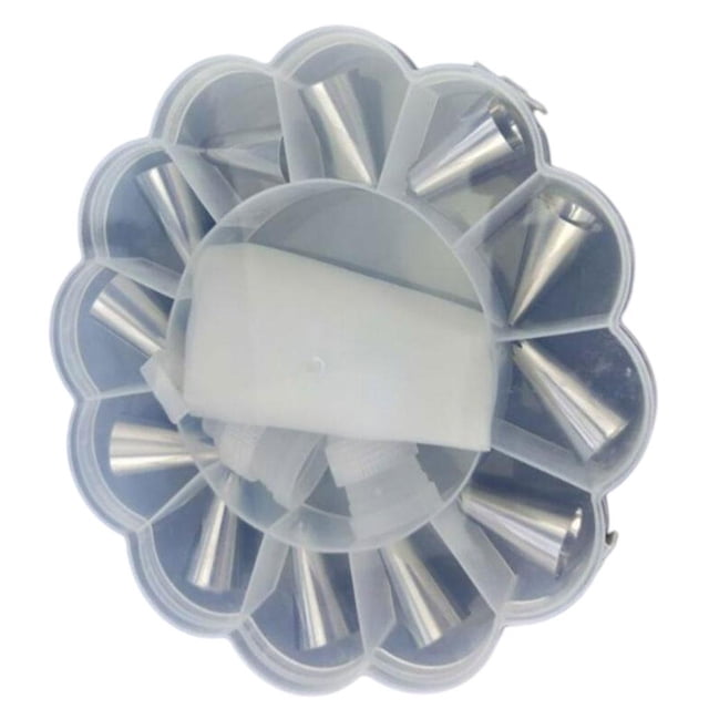 Boquillas de acero inoxidable para decoración de pasteles (15 piezas) blanco